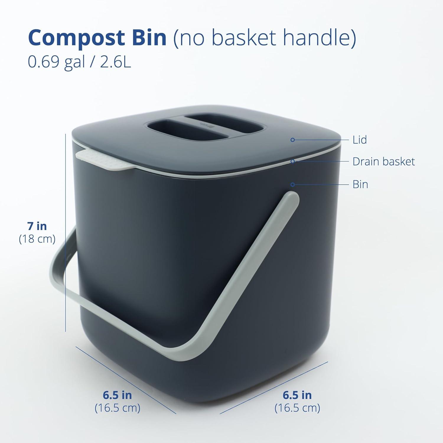 imageBLUE GINKGO Kitchen Compost Bin 5L 132 GAL FilterFree OdorTight Countertop Food Waste Pail with Handles Made in Korea WhiteGray