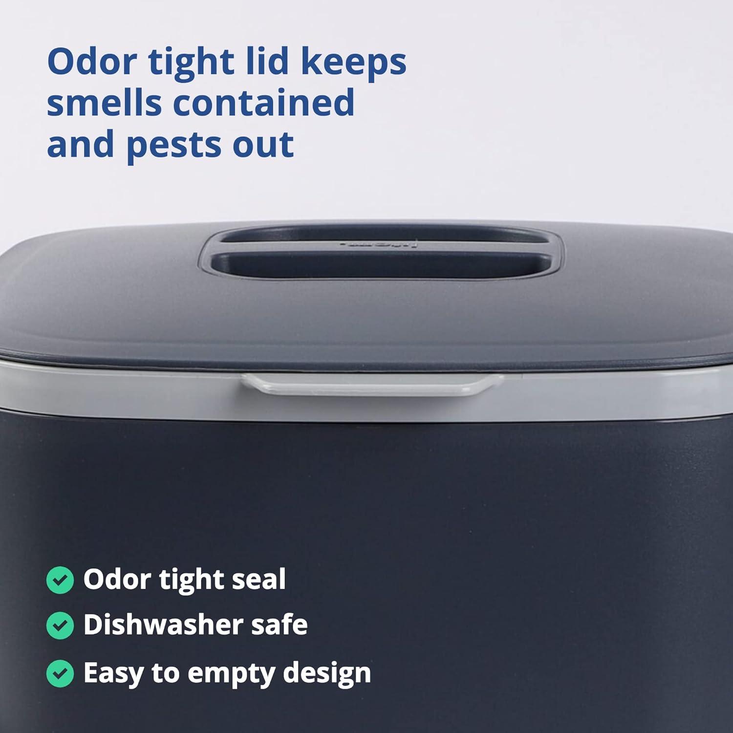 imageBLUE GINKGO Kitchen Compost Bin 5L 132 GAL FilterFree OdorTight Countertop Food Waste Pail with Handles Made in Korea WhiteGray
