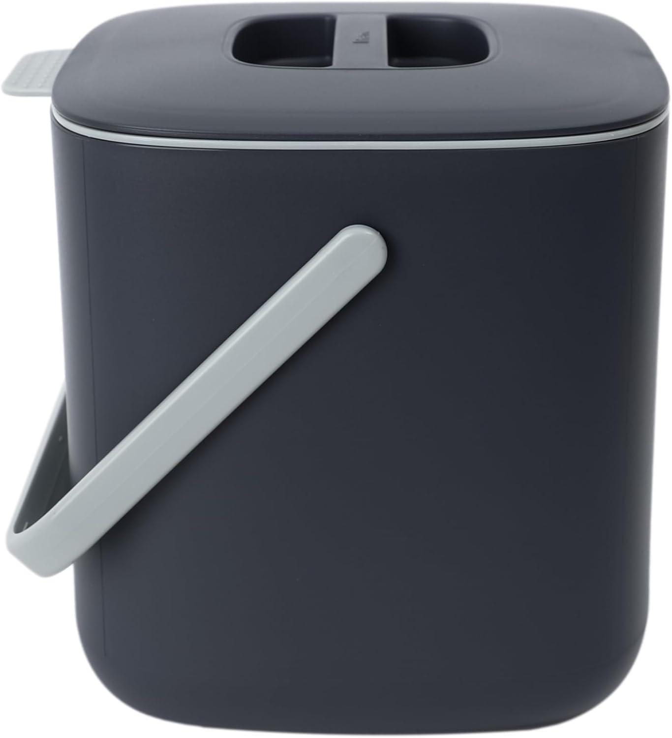 imageBLUE GINKGO Kitchen Compost Bin 5L 132 GAL FilterFree OdorTight Countertop Food Waste Pail with Handles Made in Korea WhiteGray