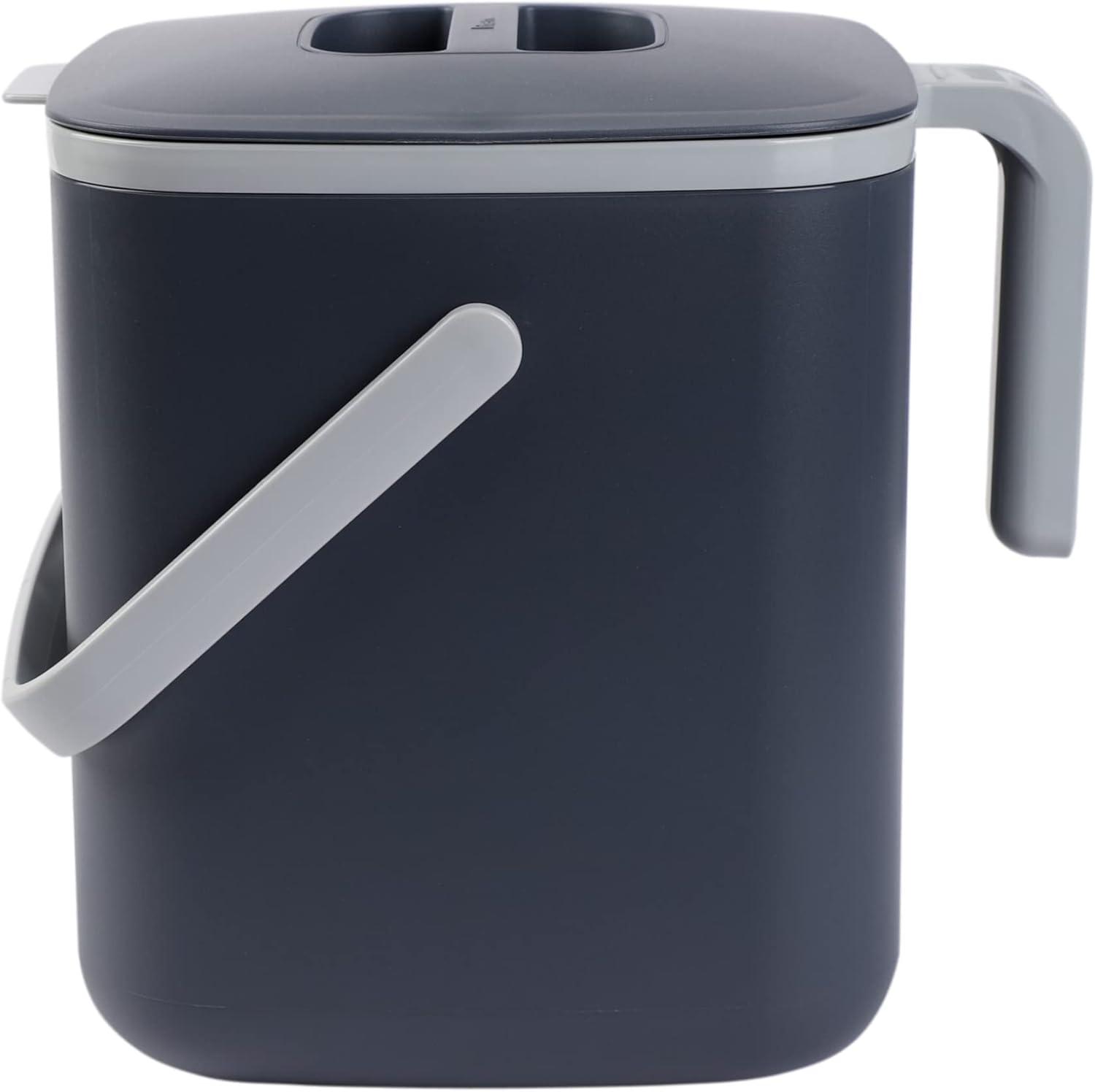 imageBLUE GINKGO Kitchen Compost Bin 5L 132 GAL FilterFree OdorTight Countertop Food Waste Pail with Handles Made in Korea WhiteGray
