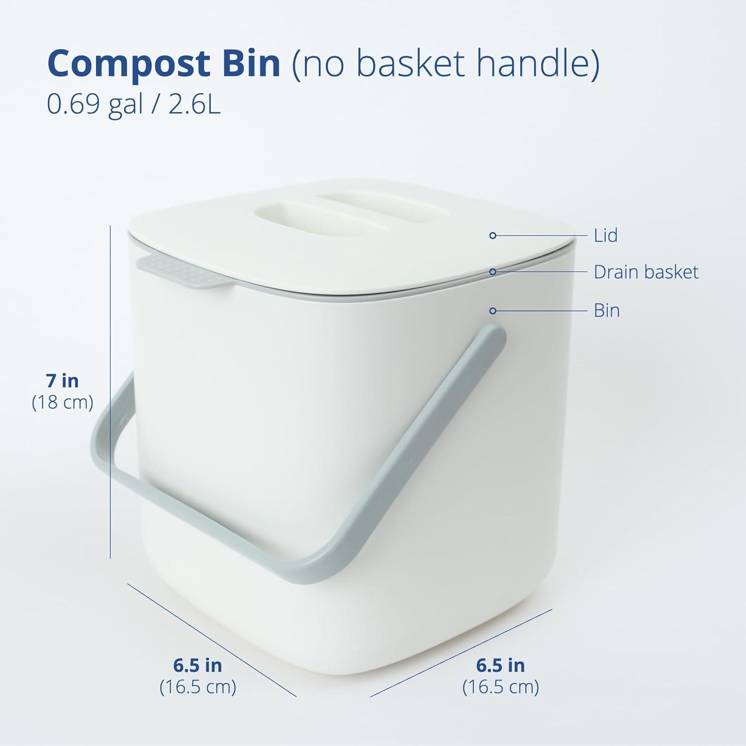 imageBLUE GINKGO Kitchen Compost Bin 5L 132 GAL FilterFree OdorTight Countertop Food Waste Pail with Handles Made in Korea WhiteWhite