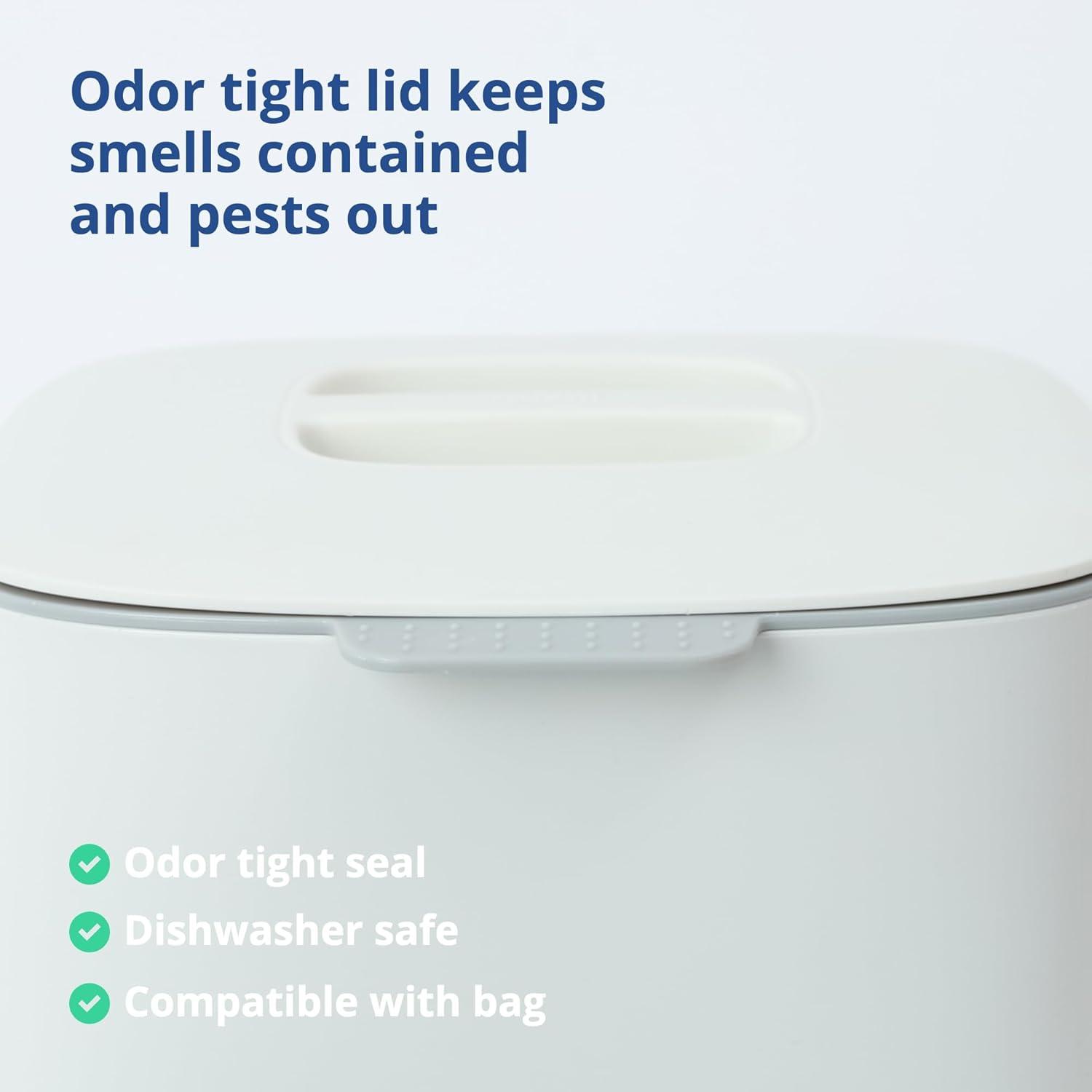 imageBLUE GINKGO Kitchen Compost Bin 5L 132 GAL FilterFree OdorTight Countertop Food Waste Pail with Handles Made in Korea WhiteWhite