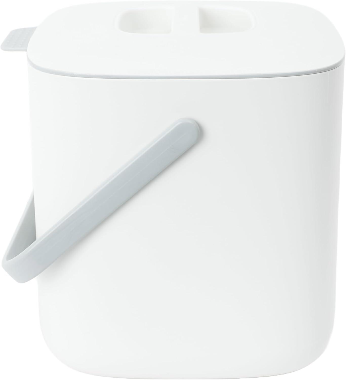 imageBLUE GINKGO Kitchen Compost Bin 5L 132 GAL FilterFree OdorTight Countertop Food Waste Pail with Handles Made in Korea WhiteWhite