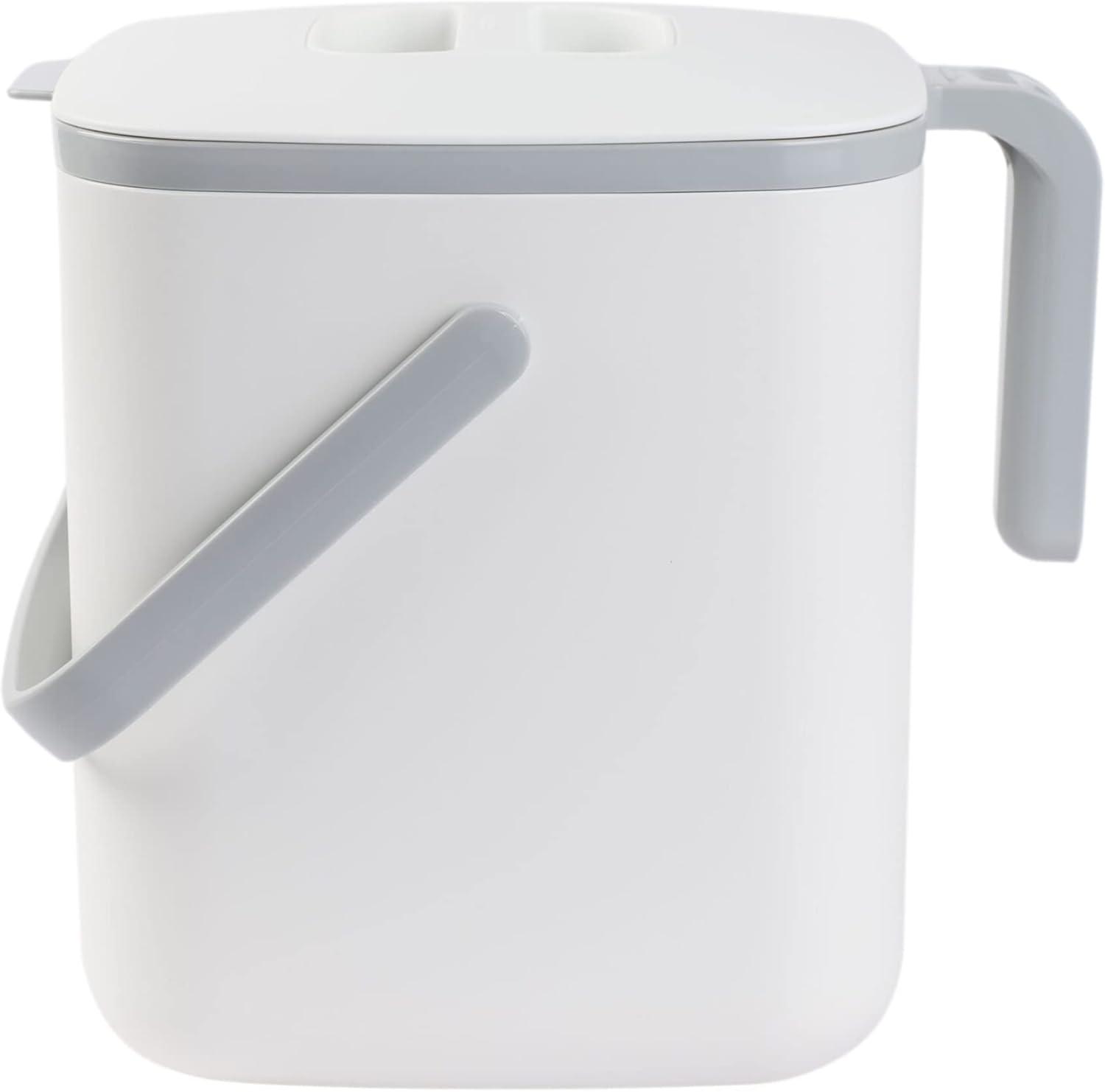 imageBLUE GINKGO Kitchen Compost Bin 5L 132 GAL FilterFree OdorTight Countertop Food Waste Pail with Handles Made in Korea WhiteWhite