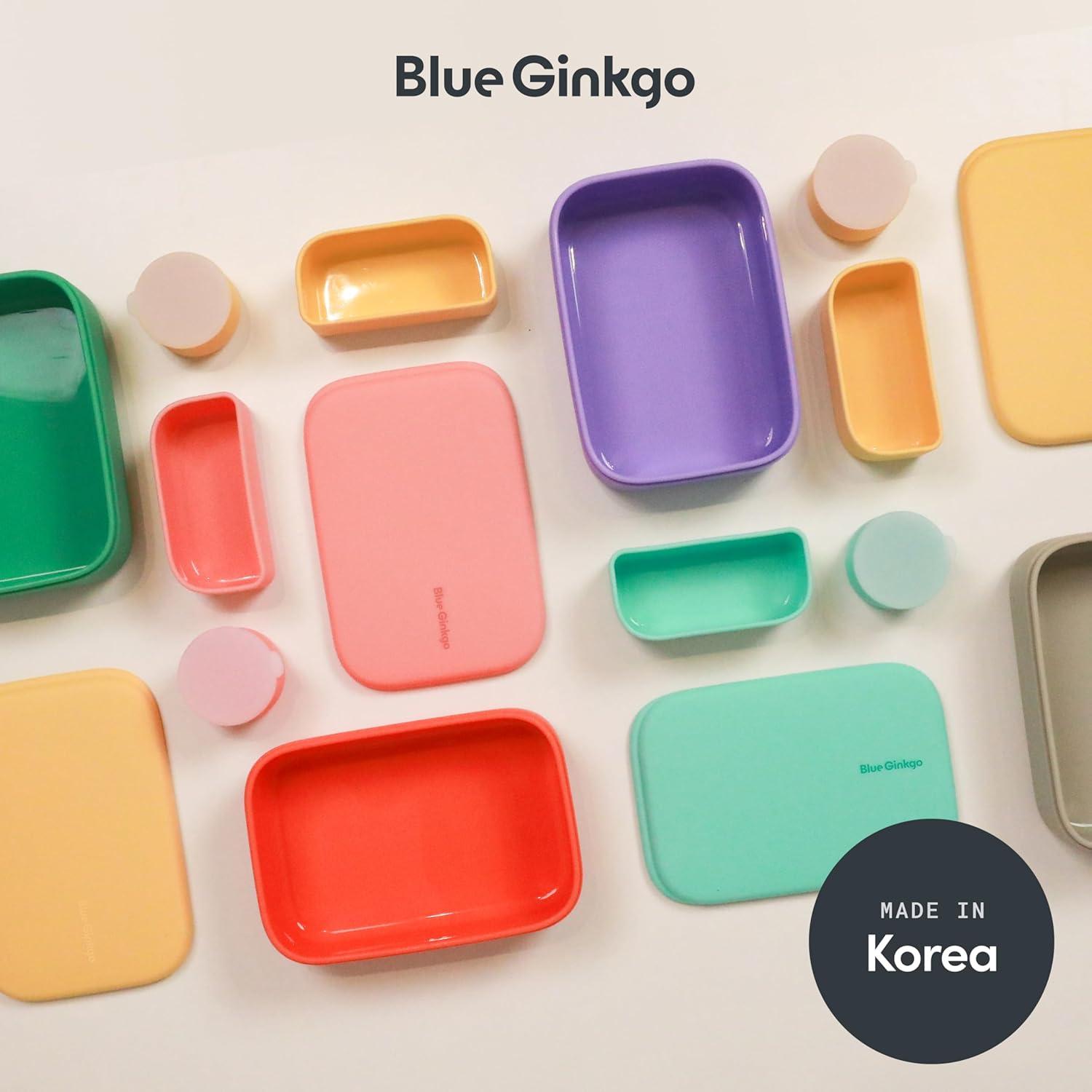 imageBLUE GINKGO Silicone Lunch Box Set Durable HeavyDuty Silicone Bento Box Microwave Freezer Dishwasher Safe Airtight BPA Free Made in Korea CoralGray