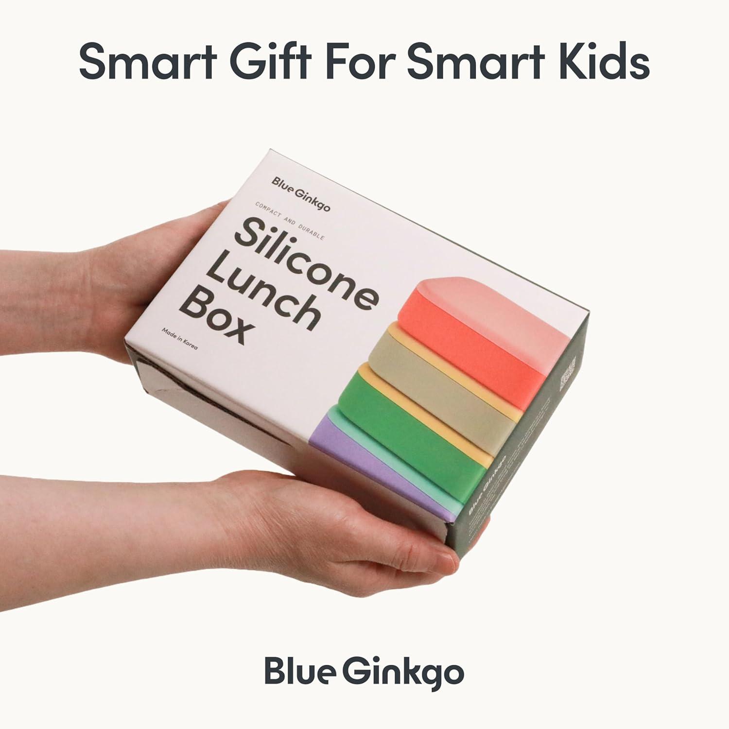 imageBLUE GINKGO Silicone Lunch Box Set Durable HeavyDuty Silicone Bento Box Microwave Freezer Dishwasher Safe Airtight BPA Free Made in Korea CoralGray