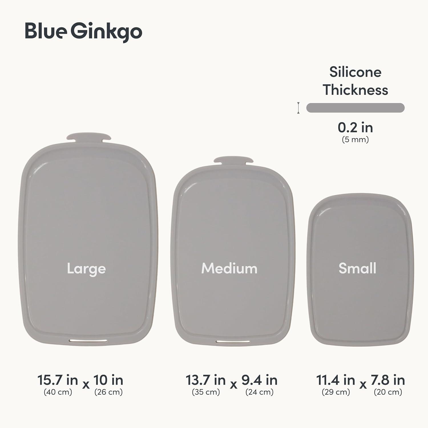 imageBlue Ginkgo Silicone Cutting Board Medium DoubleSided Thick Flexible NonSlip BPA Free Juice Grooves Dishwasher Safe Made in Korea GreyGray