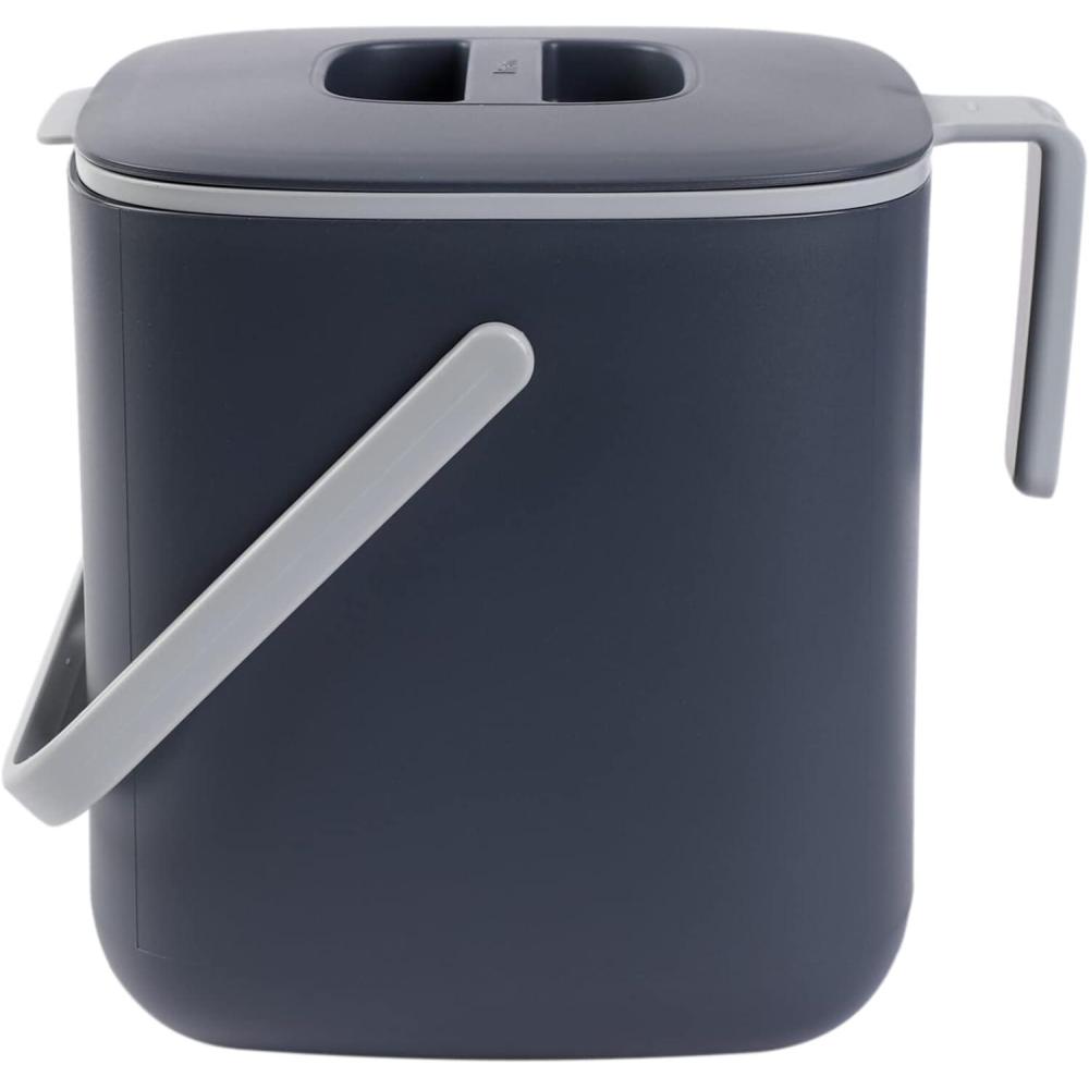 imageBLUE GINKGO Kitchen Compost Bin 5L  132 GAL  FilterFree OdorTight Countertop Food Waste Pail with Handles Made in Korea WhiteGray