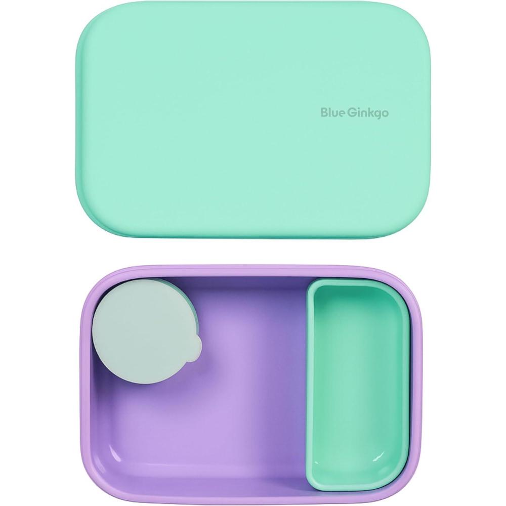 imageBLUE GINKGO Silicone Lunch Box Set Durable HeavyDuty Silicone Bento Box Microwave Freezer Dishwasher Safe Airtight BPA Free Made in Korea CoralPurple