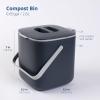BLUE GINKGO Kitchen Compost Bin [5L / 1.32 GAL] – Filter-Free, Odor-Tight Countertop Food Waste Pail with Handles (Made in Korea, White)(Gray)