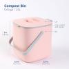 BLUE GINKGO Kitchen Compost Bin [5L / 1.32 GAL] – Filter-Free, Odor-Tight Countertop Food Waste Pail with Handles (Made in Korea, White)(Pink)