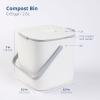 BLUE GINKGO Kitchen Compost Bin [5L / 1.32 GAL] – Filter-Free, Odor-Tight Countertop Food Waste Pail with Handles (Made in Korea, White)(White)