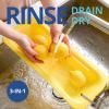 BLUE GINKGO Over the Sink Colander Strainer Basket – Wash Vegetables and Fruits, Drain Cooked Pasta and Dry Dishes – Extendable – New Home Kitchen Essentials (Yellow, 1 Pack)