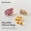 Blue Ginkgo Reusable Silicone Storage Bags – 3-Pack | Korean-Made Stand Up Food, Freezer Bags – Clear(CLEAR)
