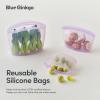 Blue Ginkgo Reusable Silicone Storage Bags – 3-Pack | Korean-Made Stand Up Food, Freezer Bags – Clear(LAVENDER)