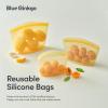 Blue Ginkgo Reusable Silicone Storage Bags – 3-Pack | Korean-Made Stand Up Food, Freezer Bags – Clear(PUMPKIN)