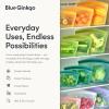 Blue Ginkgo Reusable Silicone Storage Bags – 3-Pack | Korean-Made Stand Up Food, Freezer Bags – Clear(PUMPKIN)