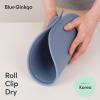 Blue Ginkgo Silicone Cutting Board – Medium – Double-Sided, Thick, Flexible, Non-Slip, BPA Free – Juice Grooves, Dishwasher Safe (Made in Korea, Grey)(Blue)