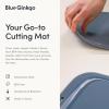 Blue Ginkgo Silicone Cutting Board – Medium – Double-Sided, Thick, Flexible, Non-Slip, BPA Free – Juice Grooves, Dishwasher Safe (Made in Korea, Grey)(Blue)