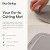 Blue Ginkgo Silicone Cutting Board – Medium – Double-Sided, Thick, Flexible, Non-Slip, BPA Free – Juice Grooves, Dishwasher Safe (Made in Korea, Grey)(Gray)