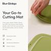 Blue Ginkgo Silicone Cutting Board – Medium – Double-Sided, Thick, Flexible, Non-Slip, BPA Free – Juice Grooves, Dishwasher Safe (Made in Korea, Grey)(Green)