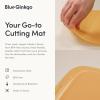 Blue Ginkgo Silicone Cutting Board – Medium – Double-Sided, Thick, Flexible, Non-Slip, BPA Free – Juice Grooves, Dishwasher Safe (Made in Korea, Grey)(Yellow)