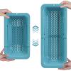 BLUE GINKGO Over the Sink Colander Strainer Basket – Wash Vegetables and Fruits, Drain Cooked Pasta and Dry Dishes – Extendable – New Home Kitchen Essentials (7.9 W x 14.5-19.5 L x 2.75 H) – Teal