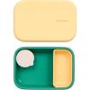 BLUE GINKGO Silicone Lunch Box Set – Durable Heavy-Duty Silicone Bento Box, Microwave, Freezer, Dishwasher Safe – Airtight, BPA Free (Made in Korea, Coral)(Green)