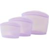 Blue Ginkgo Reusable Silicone Storage Bags – 3-Pack | Korean-Made Stand Up Food, Freezer Bags – Clear(LAVENDER)