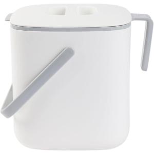 BLUE GINKGO Kitchen Compost Bin [5L / 1.32 GAL] – Filter-Free, Odor-Tight Countertop Food Waste Pail with Handles (Made in Korea, White)(White)