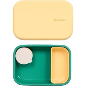 BLUE GINKGO Silicone Lunch Box Set – Durable Heavy-Duty Silicone Bento Box, Microwave, Freezer, Dishwasher Safe – Airtight, BPA Free (Made in Korea, Coral)(Green)