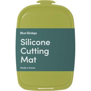 Blue Ginkgo Silicone Cutting Board – Medium – Double-Sided, Thick, Flexible, Non-Slip, BPA Free – Juice Grooves, Dishwasher Safe (Made in Korea, Grey)(Green)