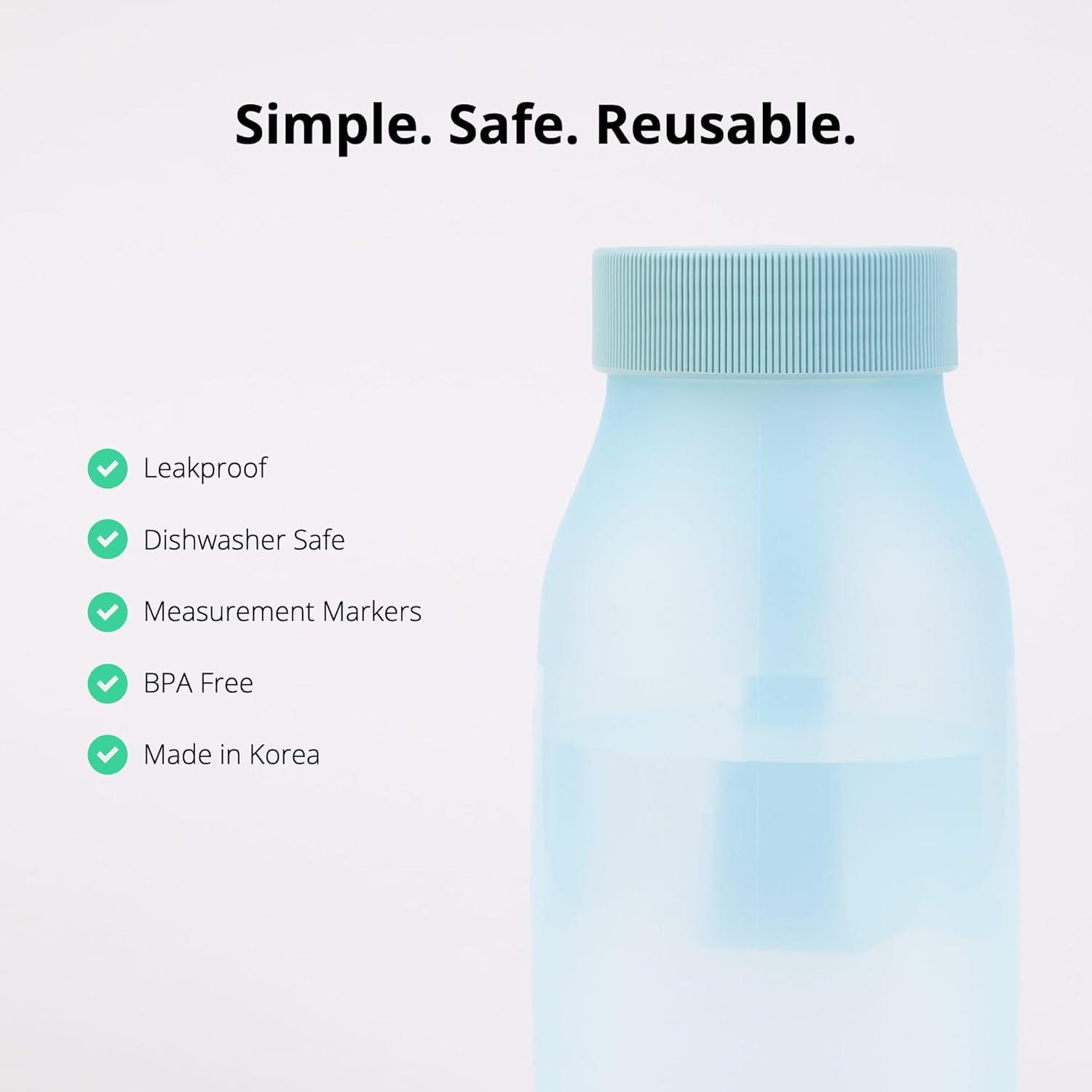 imageBLUE GINKGO Collapsible Water Bottle Lightweight Foldable Silicone Bottle for Travel Hiking and Camping 169oz Made in Korea Rose PinkBlue
