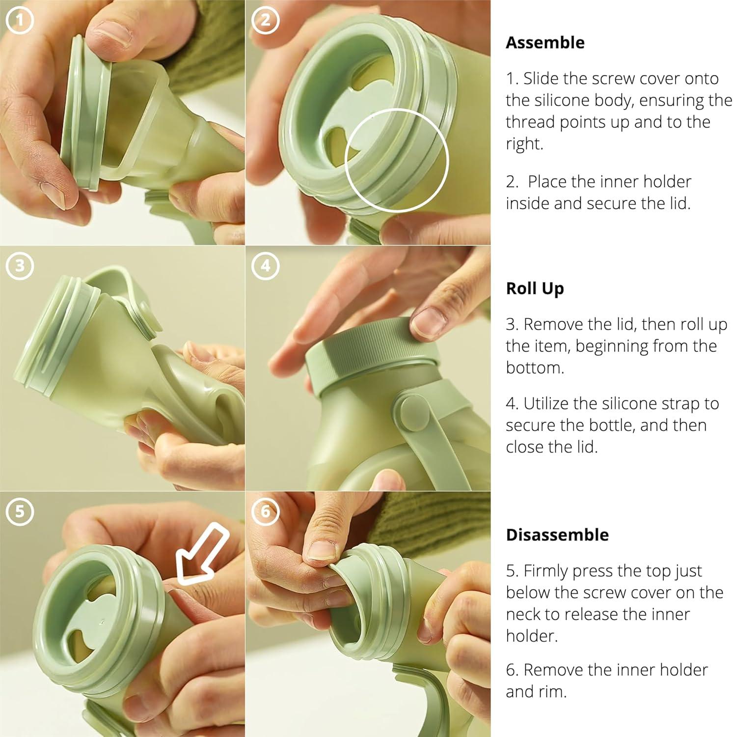 imageBLUE GINKGO Collapsible Water Bottle Lightweight Foldable Silicone Bottle for Travel Hiking and Camping 169oz Made in Korea Rose PinkPeach