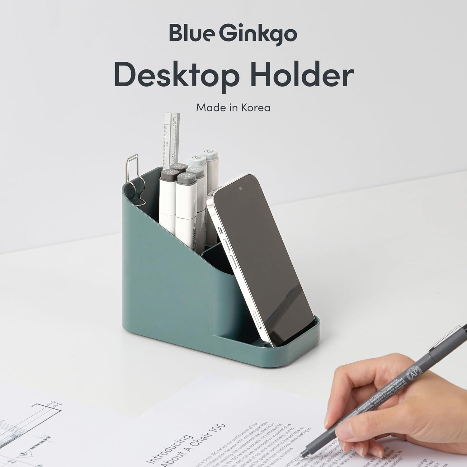 imageBLUE GINKGO Desk Organizer KoreanMade Office Storage for Pens Notes Mail and Supplies Prussian BlueGREEN