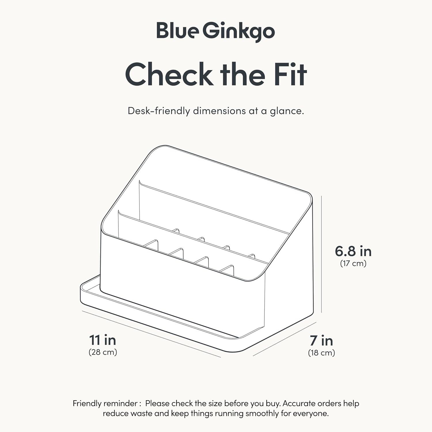 imageBLUE GINKGO Desk Organizer KoreanMade Office Storage for Pens Notes Mail and Supplies Prussian BlueWHITE