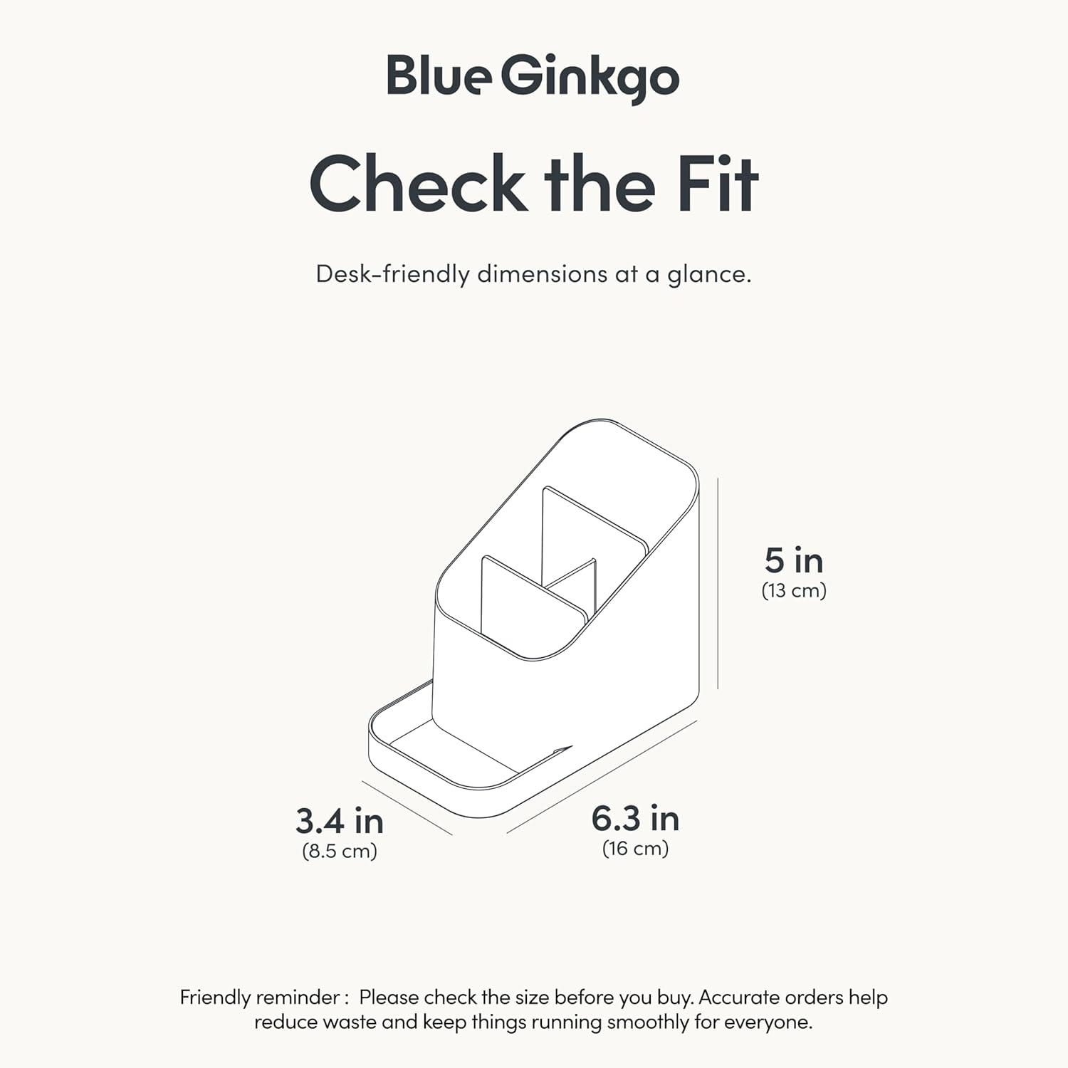 imageBLUE GINKGO Desk Organizer KoreanMade Office Storage for Pens Notes Mail and Supplies Prussian BlueWHITE