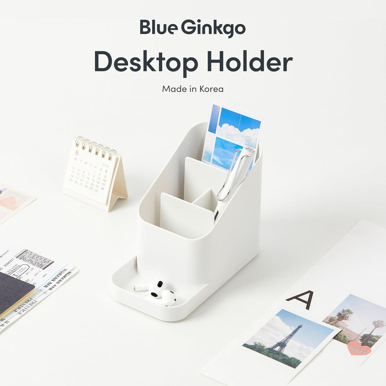 imageBLUE GINKGO Desk Organizer KoreanMade Office Storage for Pens Notes Mail and Supplies Prussian BlueWHITE