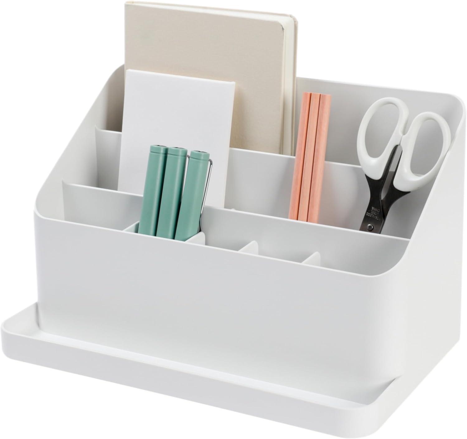 imageBLUE GINKGO Desk Organizer KoreanMade Office Storage for Pens Notes Mail and Supplies Prussian BlueWHITE