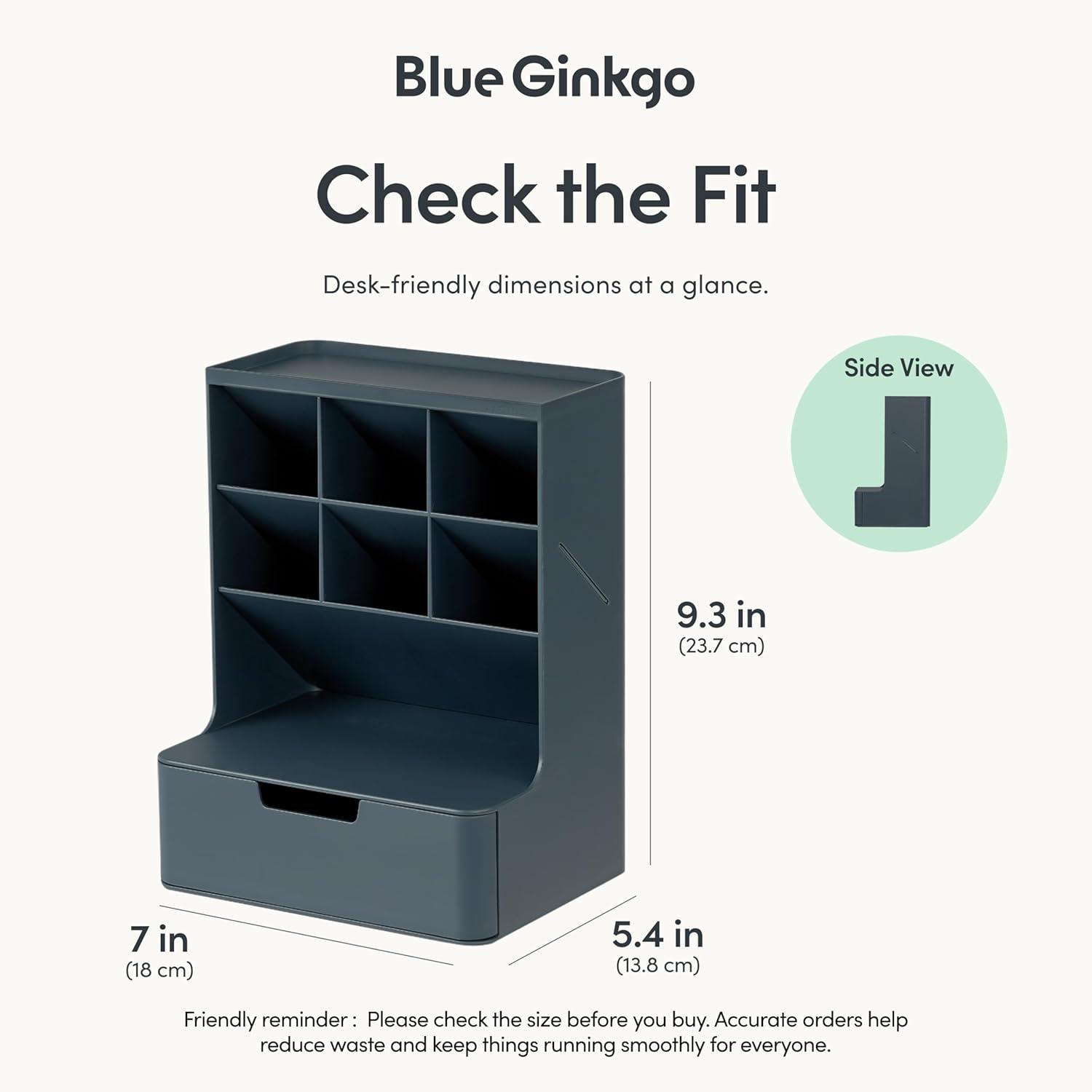imageBLUE GINKGO Hive Desk Organizer Vertical 6Compartment Fulldrawer Storage SpaceSaving Pen Holder Stationery Storage Organizer for Office School Supplies Makeup Made in Korea GreenBLUE