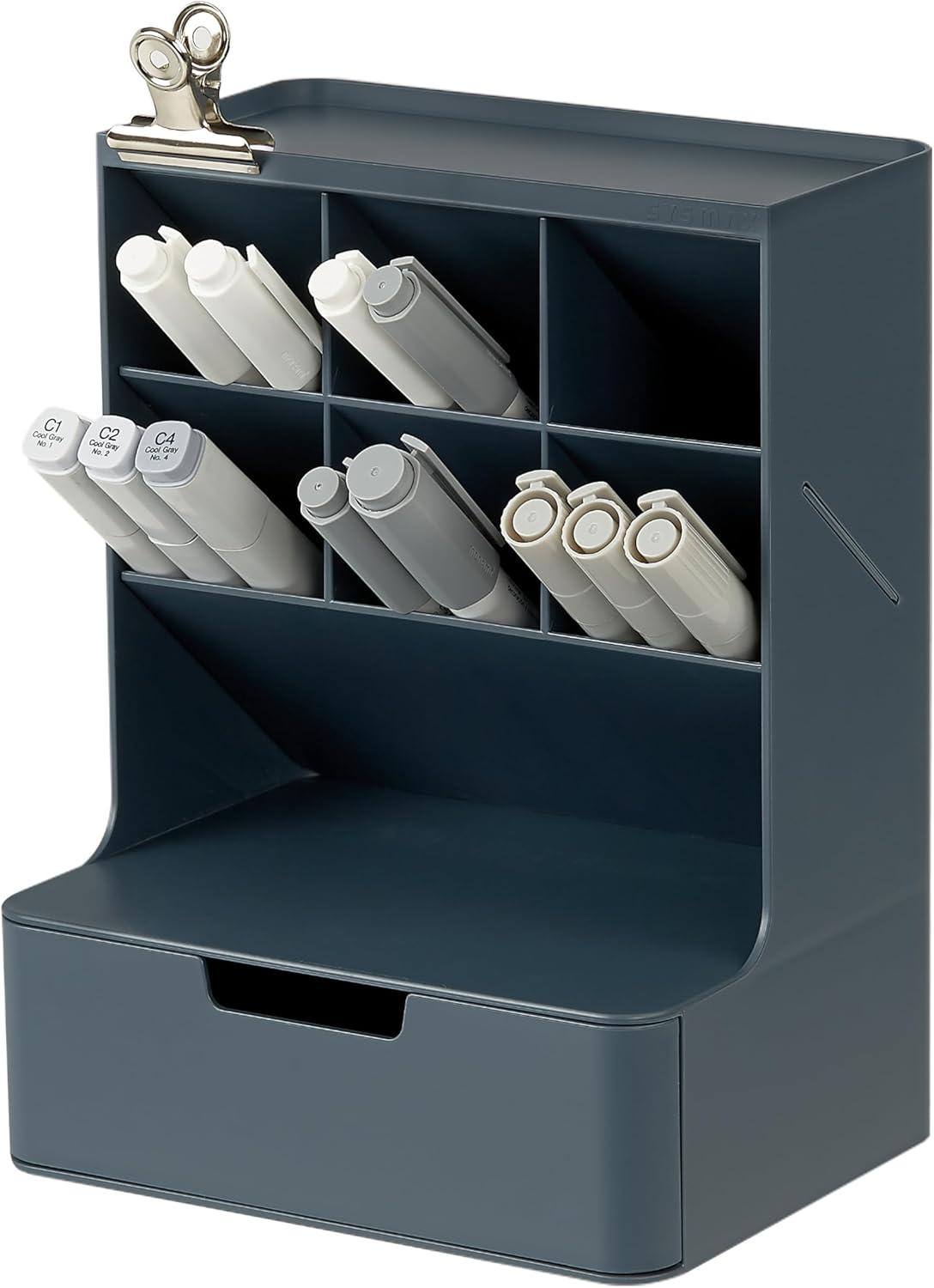 imageBLUE GINKGO Hive Desk Organizer Vertical 6Compartment Fulldrawer Storage SpaceSaving Pen Holder Stationery Storage Organizer for Office School Supplies Makeup Made in Korea GreenBLUE