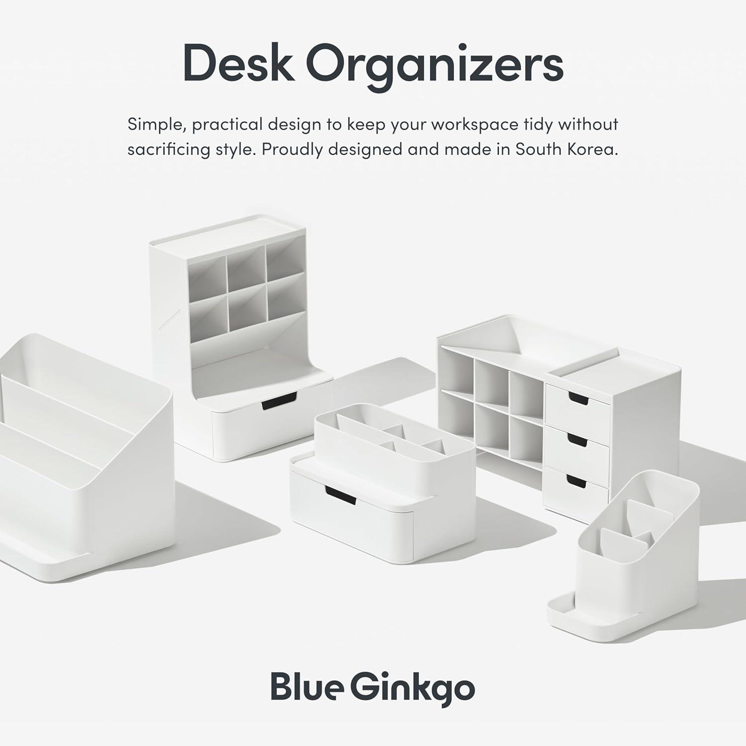 imageBLUE GINKGO Hive Desk Organizer Vertical 6Compartment Fulldrawer Storage SpaceSaving Pen Holder Stationery Storage Organizer for Office School Supplies Makeup Made in Korea GreenBLUE