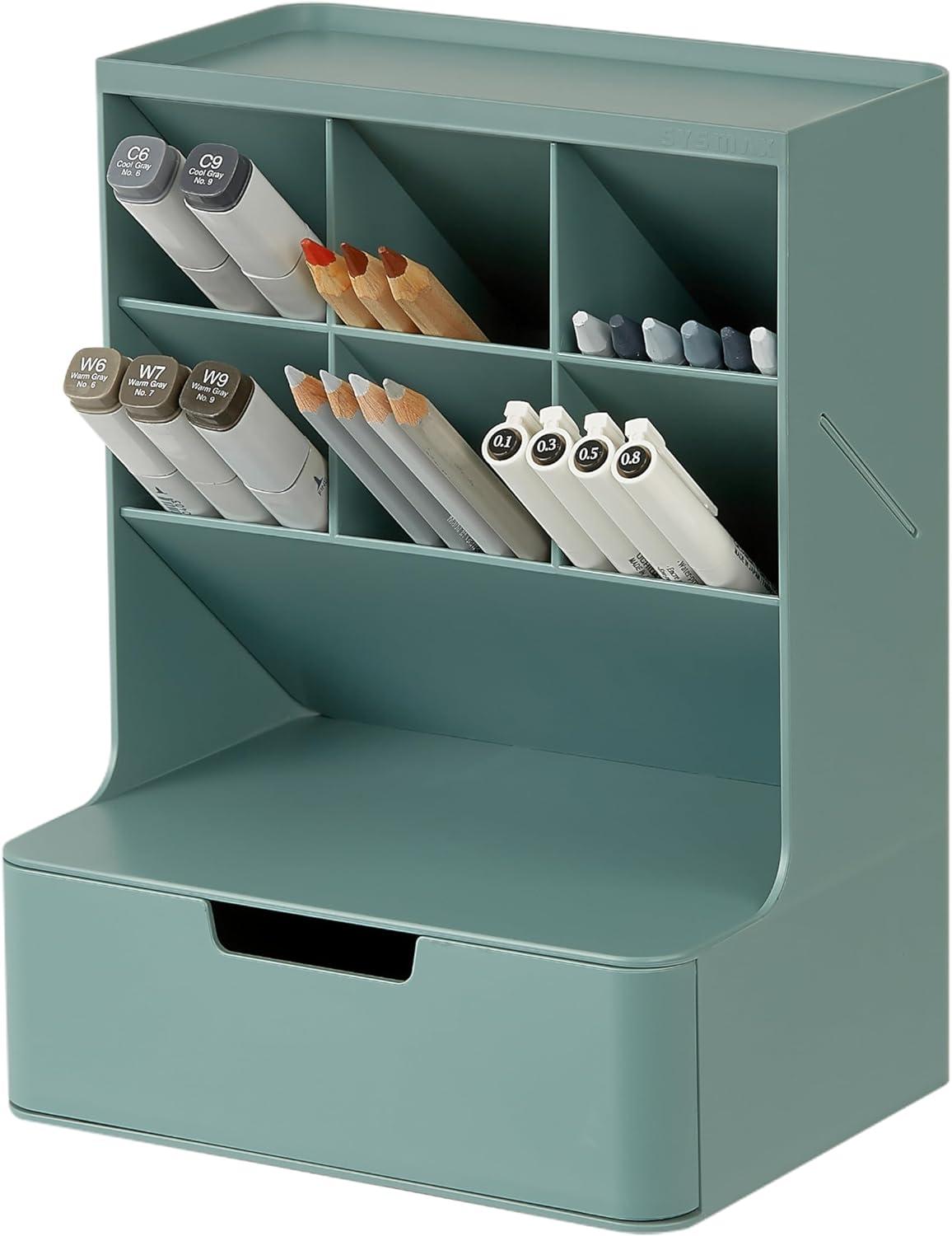 imageBLUE GINKGO Hive Desk Organizer Vertical 6Compartment Fulldrawer Storage SpaceSaving Pen Holder Stationery Storage Organizer for Office School Supplies Makeup Made in Korea GreenGREEN