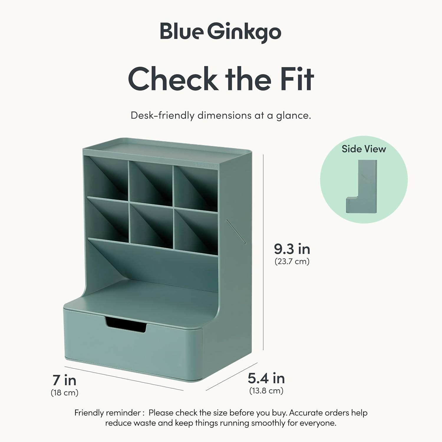 imageBLUE GINKGO Hive Desk Organizer Vertical 6Compartment Fulldrawer Storage SpaceSaving Pen Holder Stationery Storage Organizer for Office School Supplies Makeup Made in Korea GreenGREEN