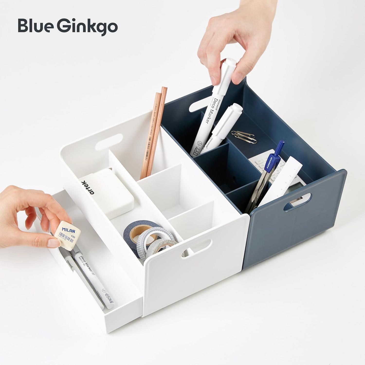 imageBLUE GINKGO Hive Desk Organizer Vertical 6Compartment Fulldrawer Storage SpaceSaving Pen Holder Stationery Storage Organizer for Office School Supplies Makeup Made in Korea GreenWHITE