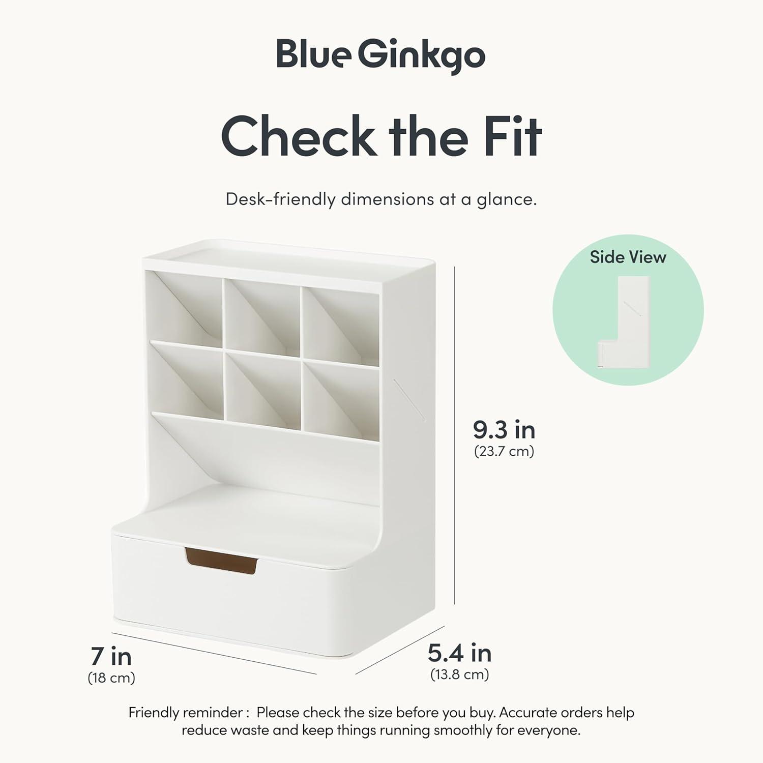 imageBLUE GINKGO Hive Desk Organizer Vertical 6Compartment Fulldrawer Storage SpaceSaving Pen Holder Stationery Storage Organizer for Office School Supplies Makeup Made in Korea GreenWHITE