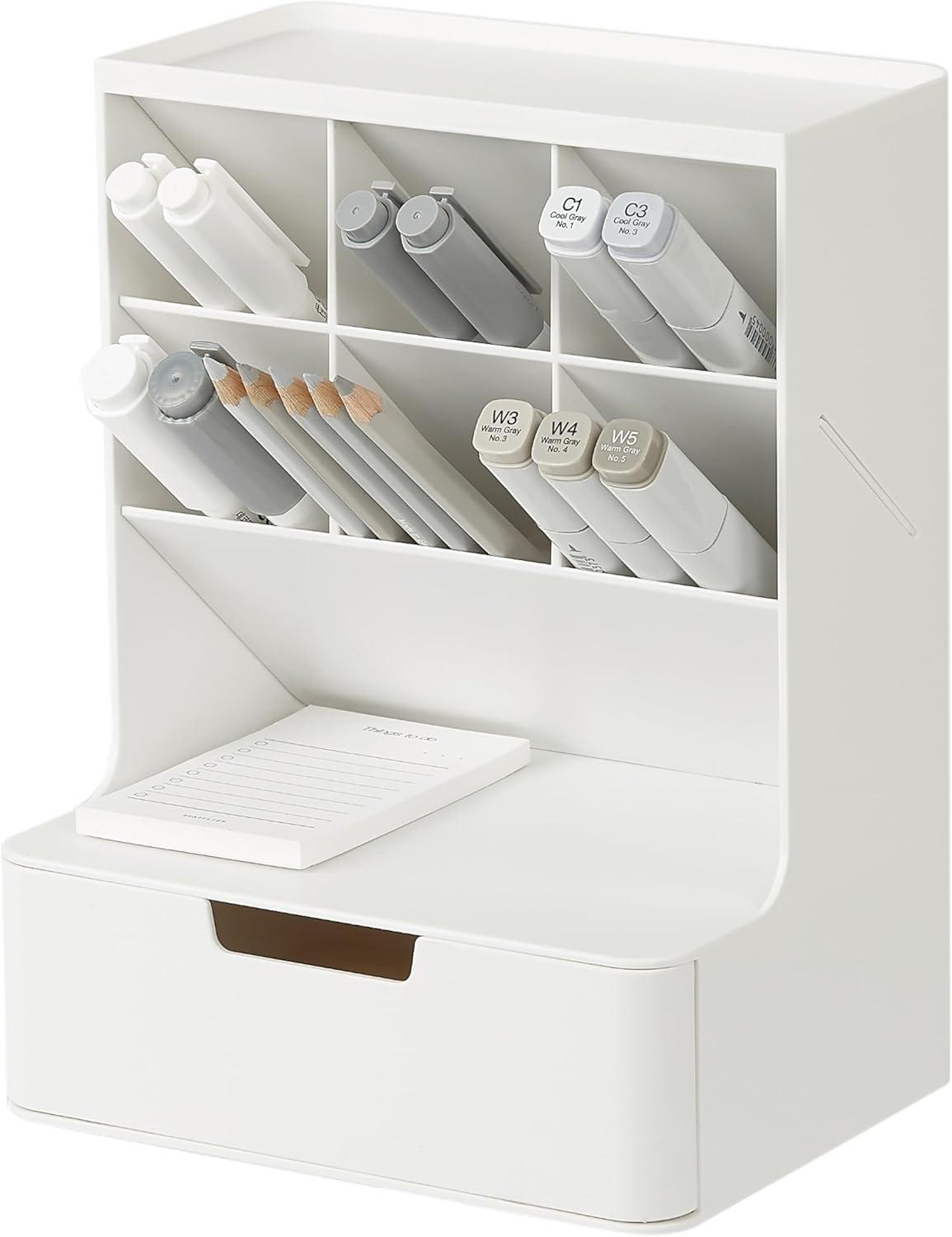 imageBLUE GINKGO Hive Desk Organizer Vertical 6Compartment Fulldrawer Storage SpaceSaving Pen Holder Stationery Storage Organizer for Office School Supplies Makeup Made in Korea GreenWHITE