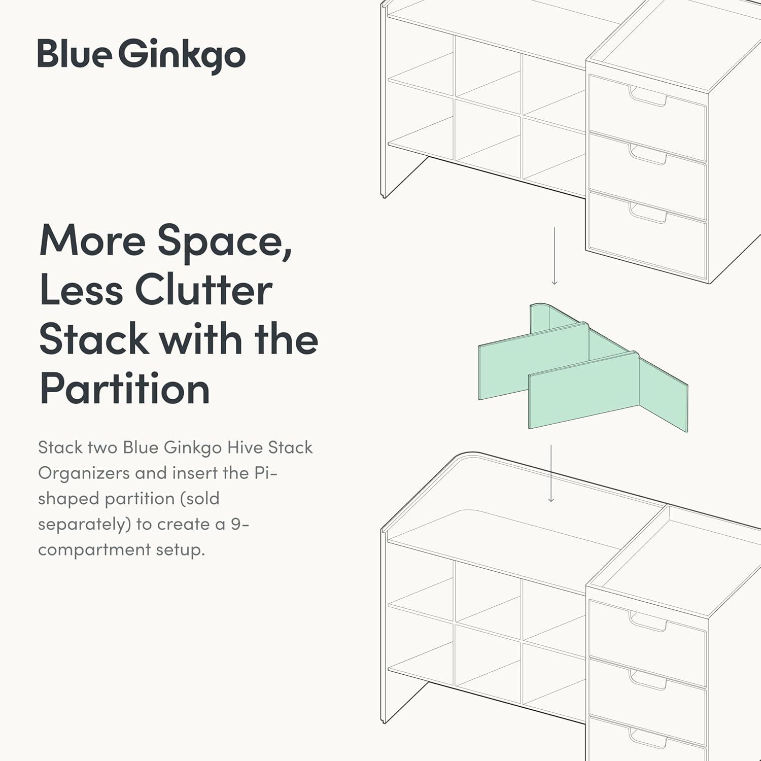 imageBLUE GINKGO Hive Stack Desk Organizer Stackable Pen Holder Stationary Organizer with Drawers Office Storage School Supplies Makeup Made in Korea BlueBLUE