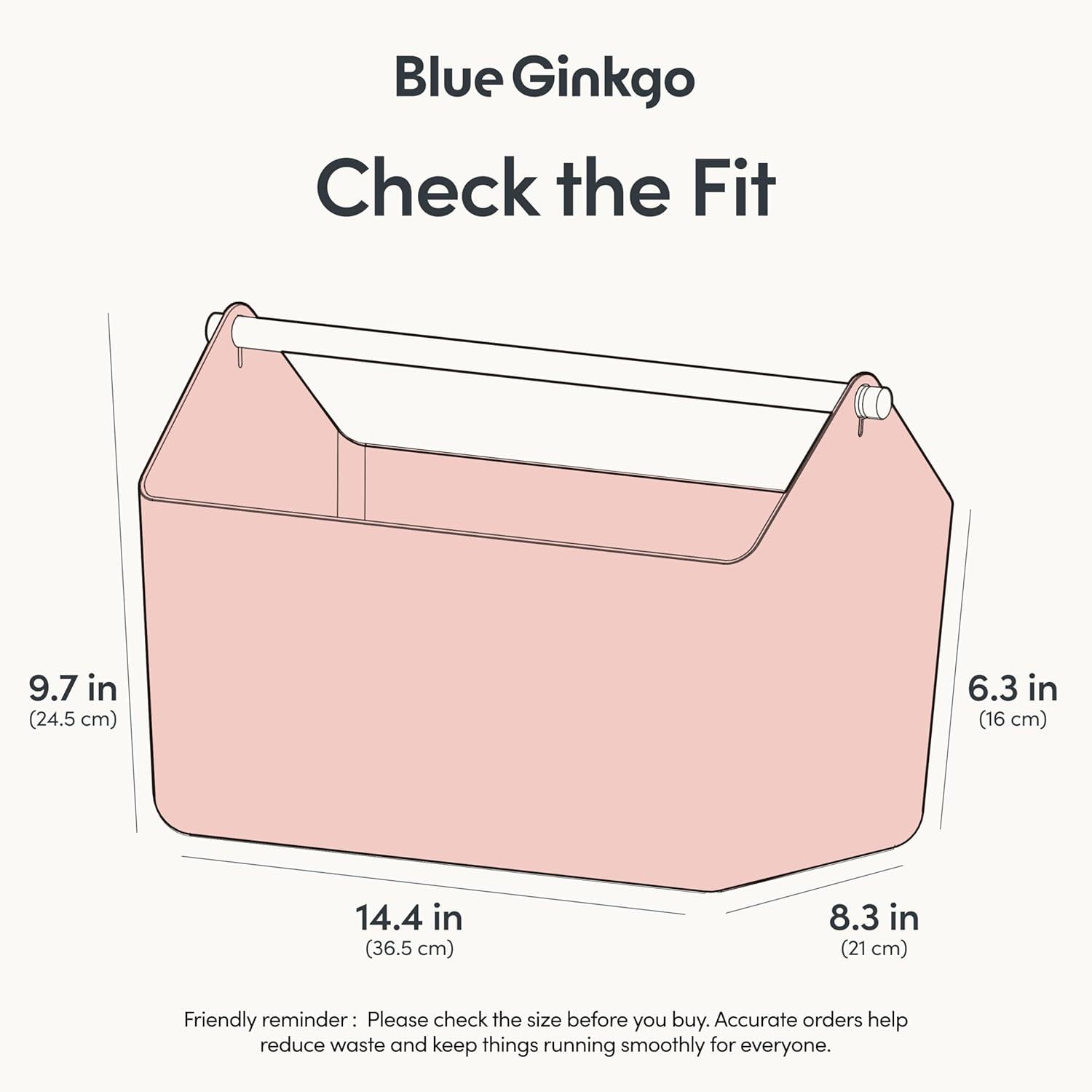 imageBLUE GINKGO Large Storage Basket Plastic Caddy with Wooden Handle for Bathroom Pantry or Cleaning Supplies PinkPINK