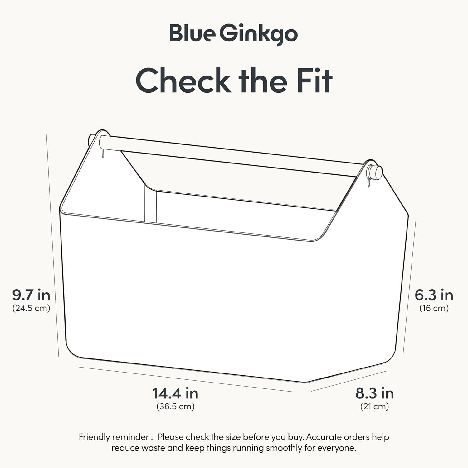 imageBLUE GINKGO Large Storage Basket Plastic Caddy with Wooden Handle for Bathroom Pantry or Cleaning Supplies PinkWHITE